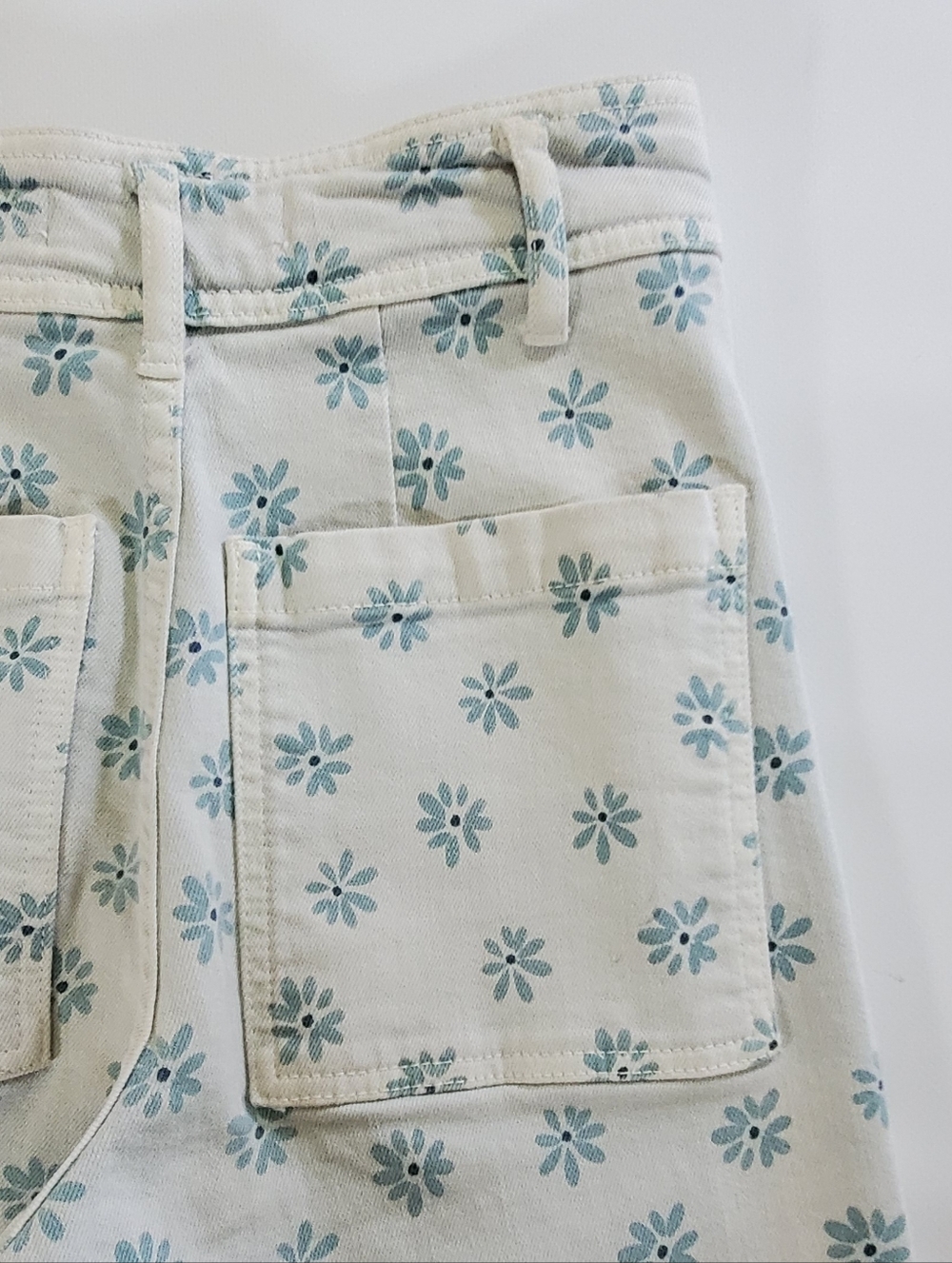 🟢7653 * Zara Marine Straight Leg Floral Daisy Print Jeans Light Wash Size 2 - Picture 7 of 12